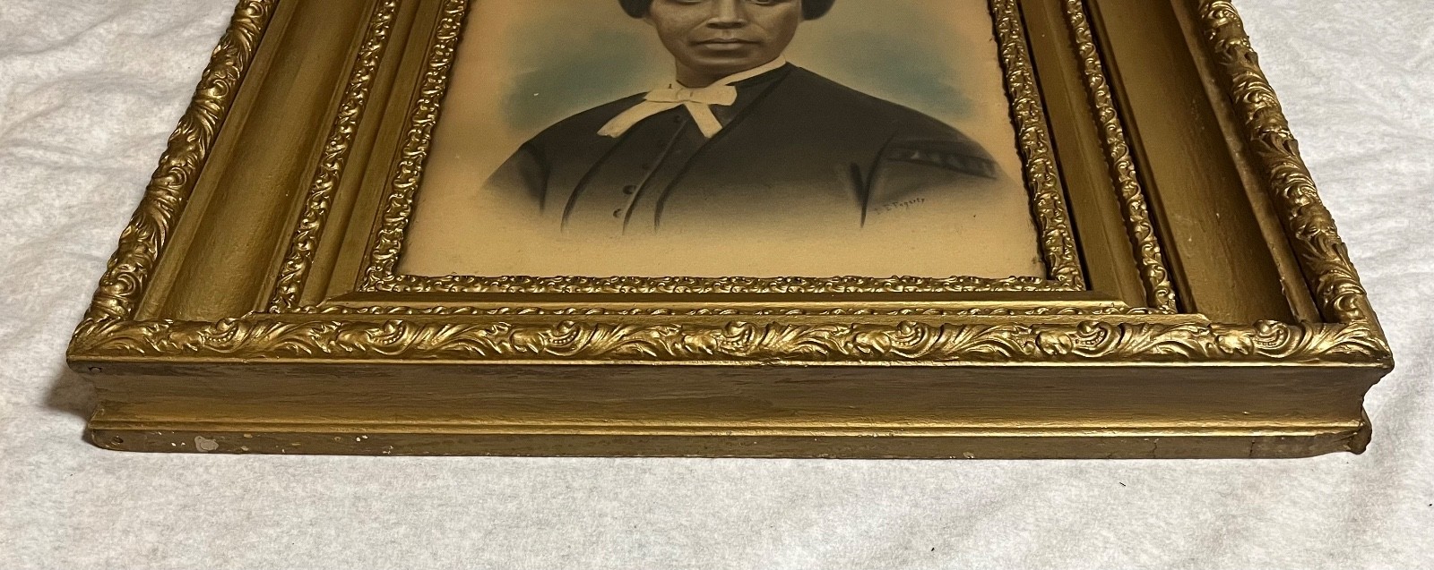 19c Charcoal Portrait Beautiful African American Women signed DE Fogarty