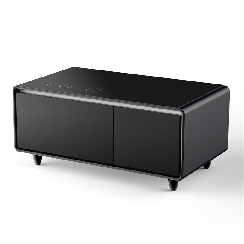 Modern Smart Coffee Table Built-in Fridge Bluetooth Speaker Touch Control Panel