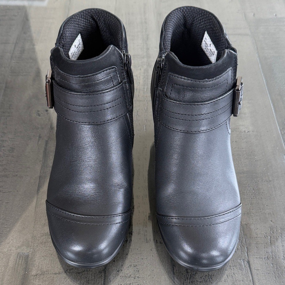 Orthofeet Bioheels women's black leather ankle boots 6 wide