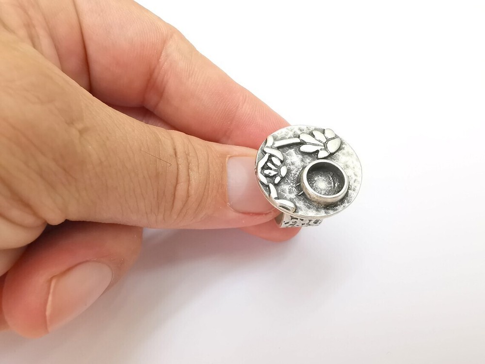 Flower Ring Blank Setting, Cabochon Mounting, Adjustable Resin Ring Base Bezels