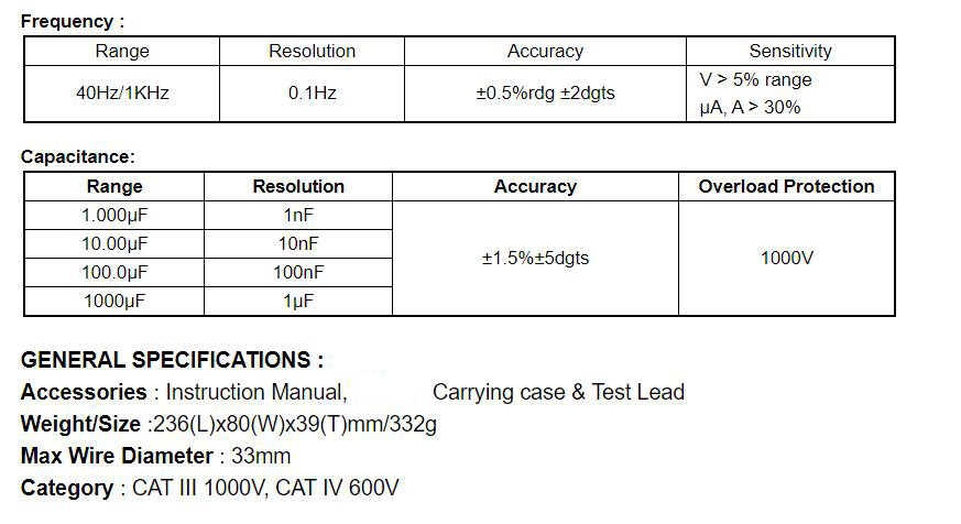 TES-3910 Trms Clamp Meter AC-DC 1000V