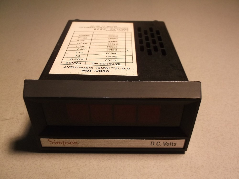 Simpson Digital Panel Meter Instrument 2866 *FREE SHIPPING*