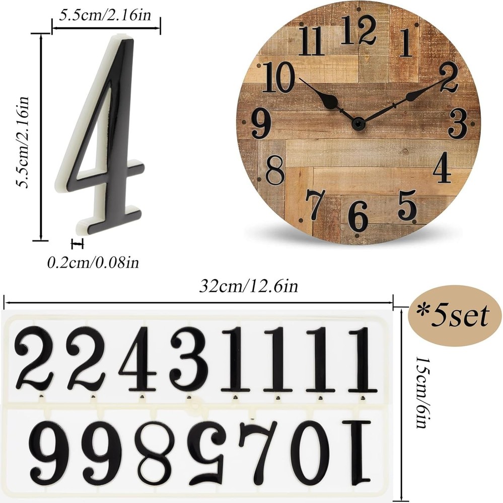 75 PCS Clock Numerals Kit 2 Inch DIY Digital Clock Numbers Arabic Clock Numbe...