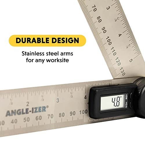 Digital Angle Finder Protractor - 5" Stainless Steel Ruler with LCD Display for