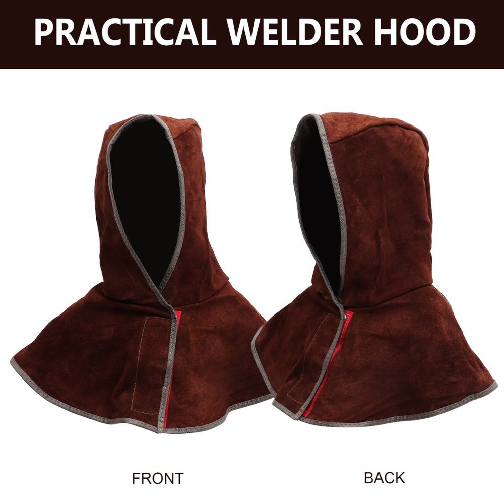 Welding Protective Cap Cowhide Hood with Neck Drape for Work