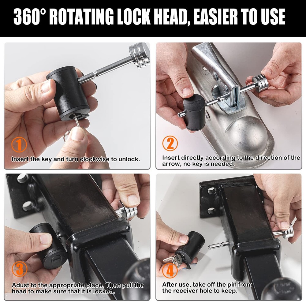 CZC AUTO Trailer Tongue Coupler Lock Adjustable 2 Pack, Silver