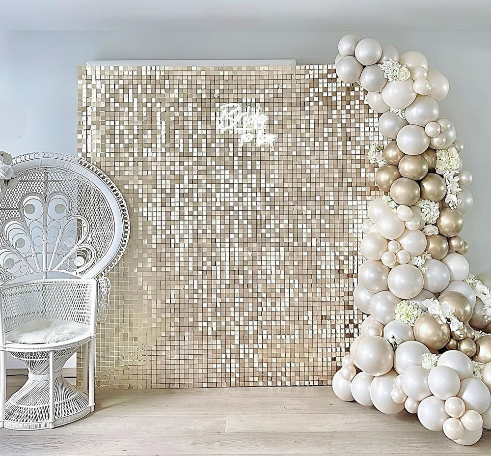 Light Gold Shimmer Backdrop Panel Sequin Backdrops 18 Panels Birthday Decoration