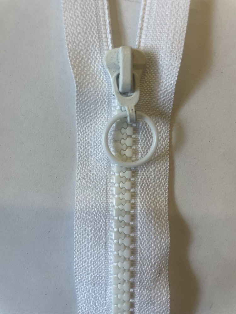 White Plastic Teeth zipper 5” Ring Pull Up Close End #5