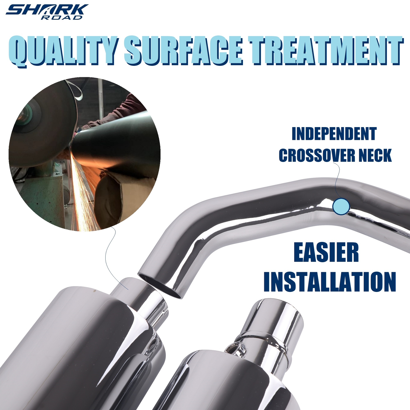 SHARKROAD Chrome Exhaust Pipe for Kawasaki Vulcans Exhaust Updating Rumble Sound