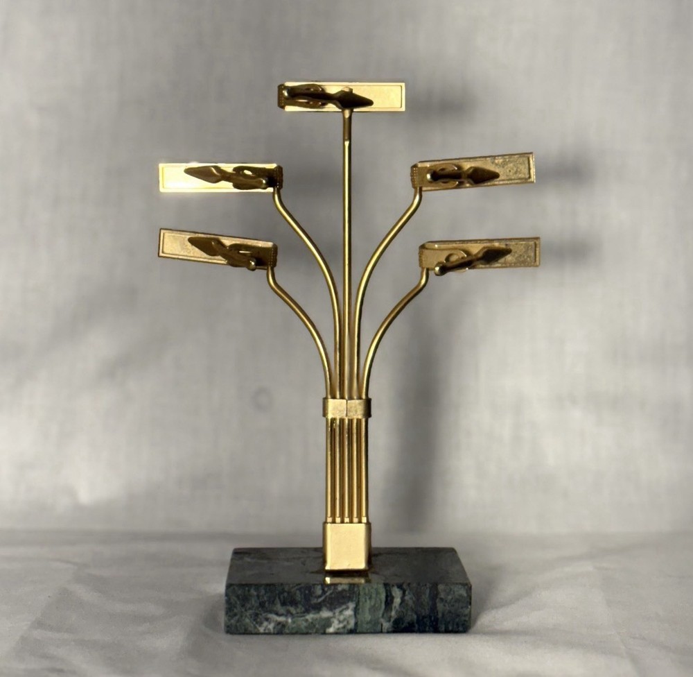 Brass & Marble Desk Clip Note Holder