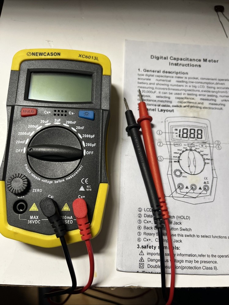 Capacitor Meter Digital Capacitance Tester 200Pf~20Mf XC6013L Used