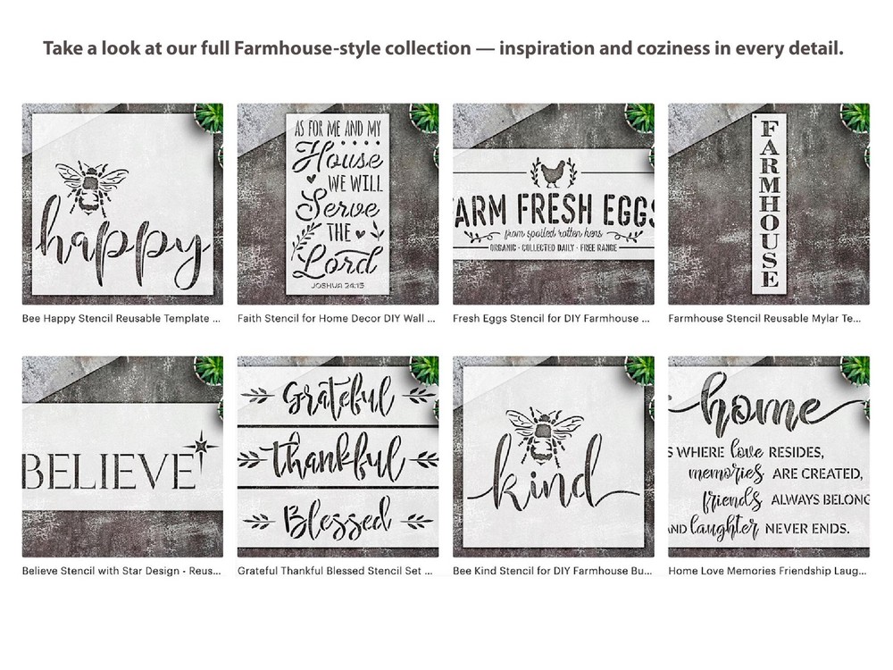 Blessed Stencil – Reusable Mylar Template, Farmhouse Wall Decor, Rustic Word Sig