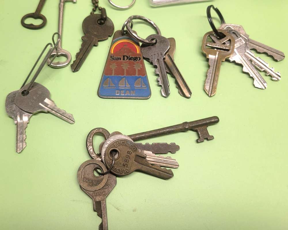 20+ PIECE LOT LOCKS KEYS WHISTLE CONTROLLER KEYCHAINS & MORE ASSORTED LOT