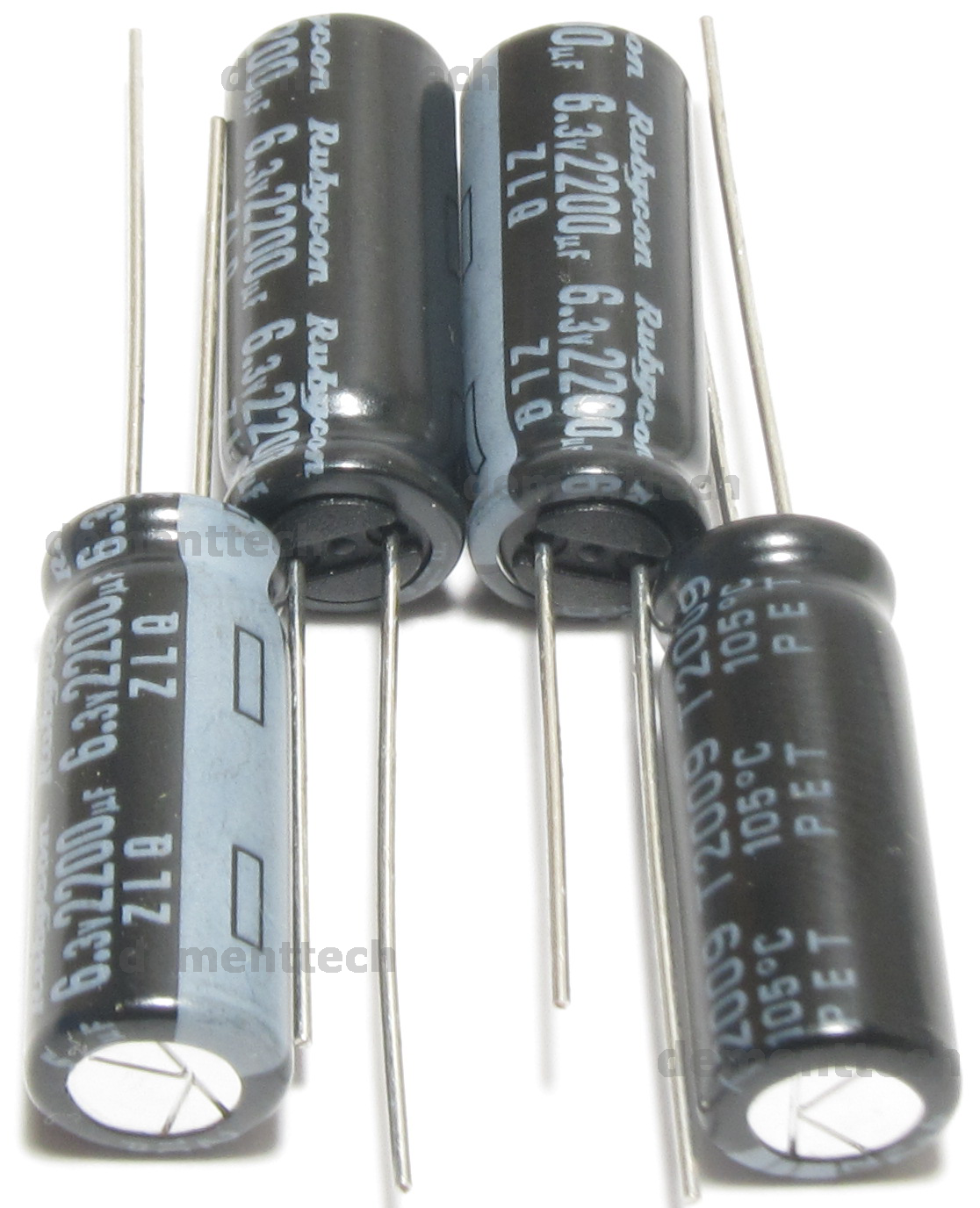 4x Rubycon ZLQ 2200uF 6.3V 8mm Low-ESR Impedance 105C radial capacitors caps