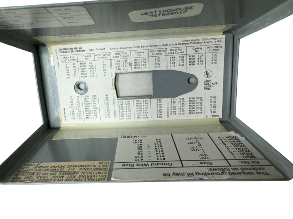 Westinghouse MST02SN1P MS Starter, Toggle Operating Switch, MST02 *Please Read*