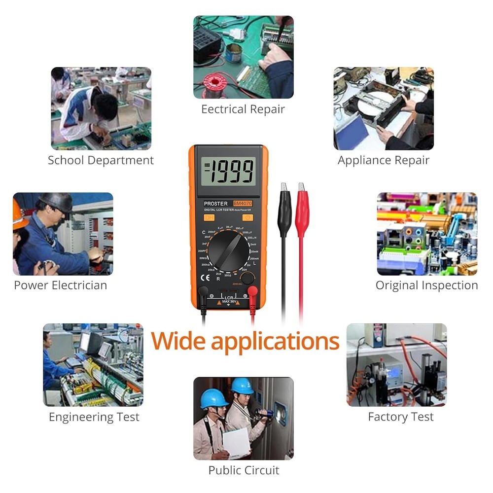 LCR Meter - Capacitance Resistance Inductance Digital LCR Multimeter with LCD Ov