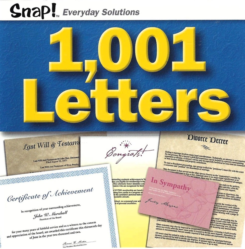 1,001 Letters (CD-ROM PC 2002) Snap! Everyday Solutions - Tested
