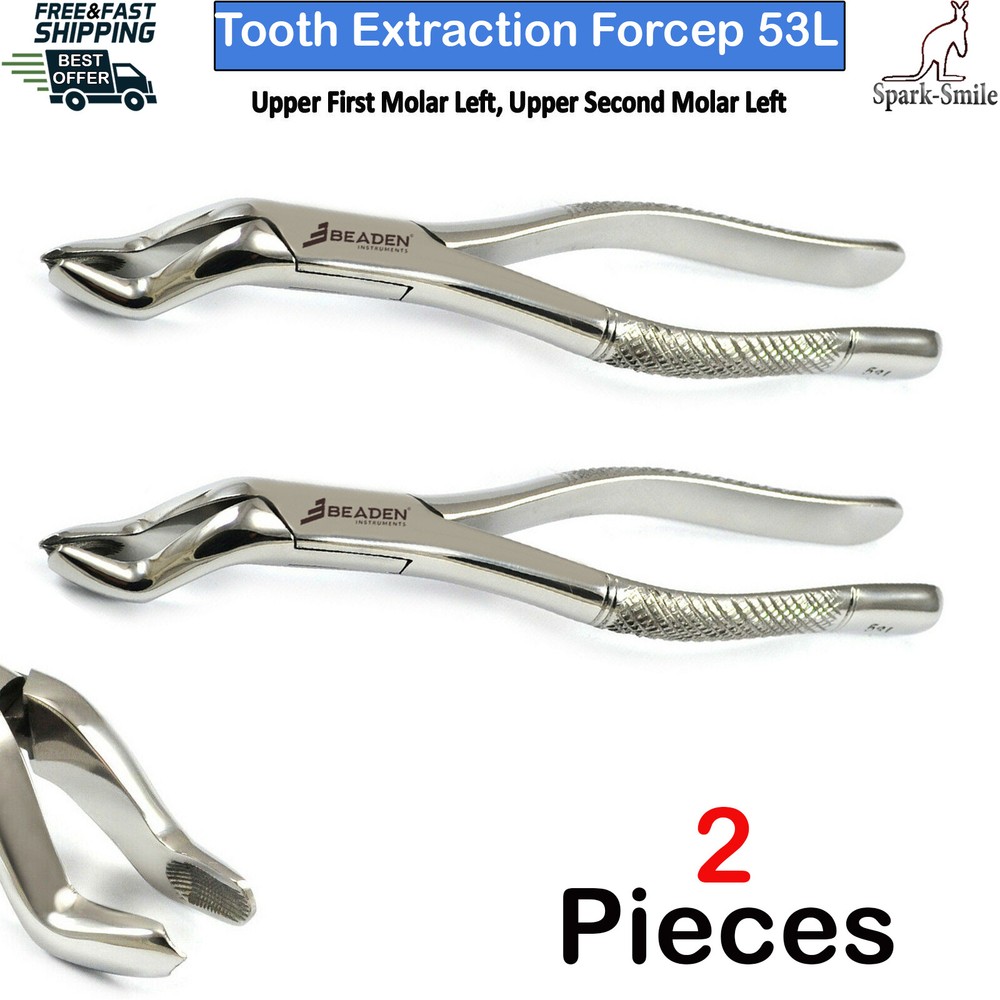 Tooth Extraction Forceps Fig 53L Upper Roots 2nd Molars Surgical Extracting X2
