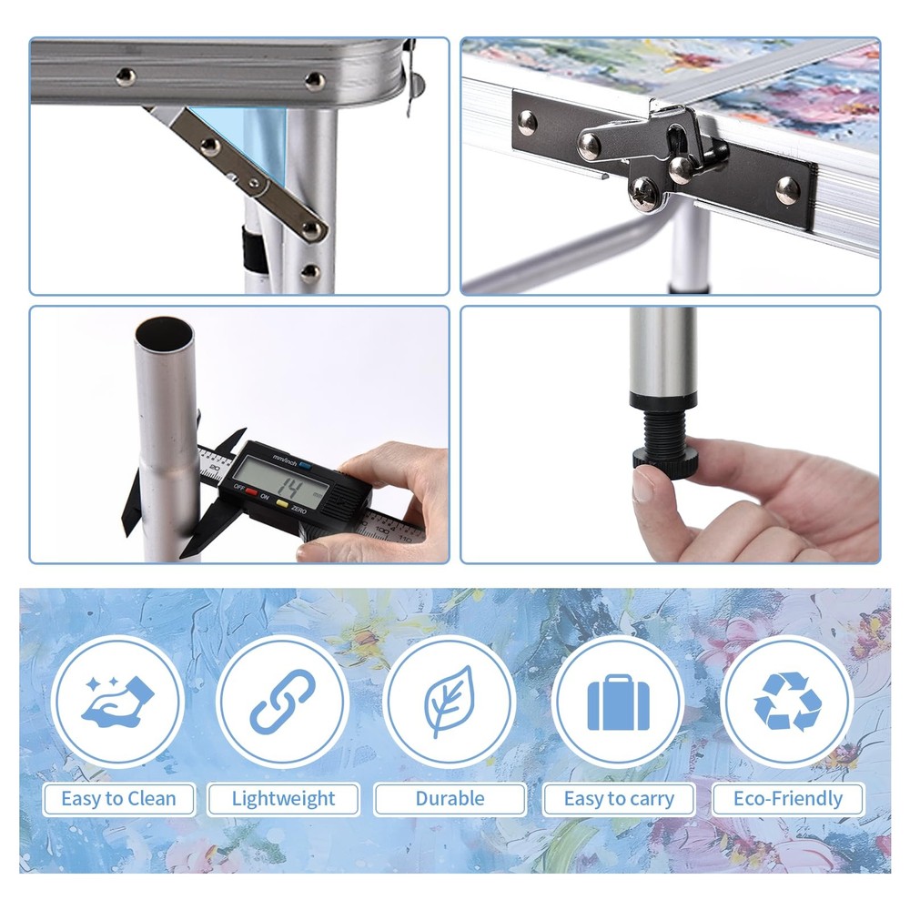 Outdoor Side Table, Portable 3 Adjustable Height Small Outdoor Folding Table,...