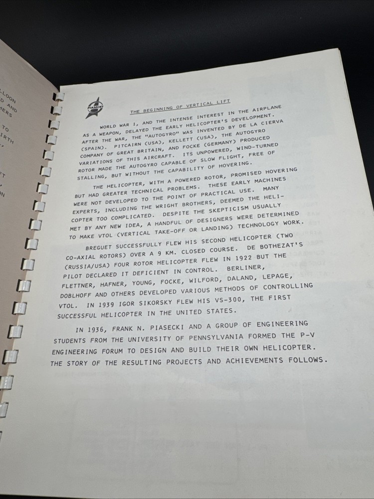 Piasecki Aircraft Brochure | Experimental Helicopter | Vertical Flight History