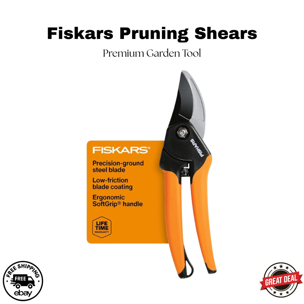 Fiskars Pruning Shears | Bypass Garden Clippers SoftGrip Handle