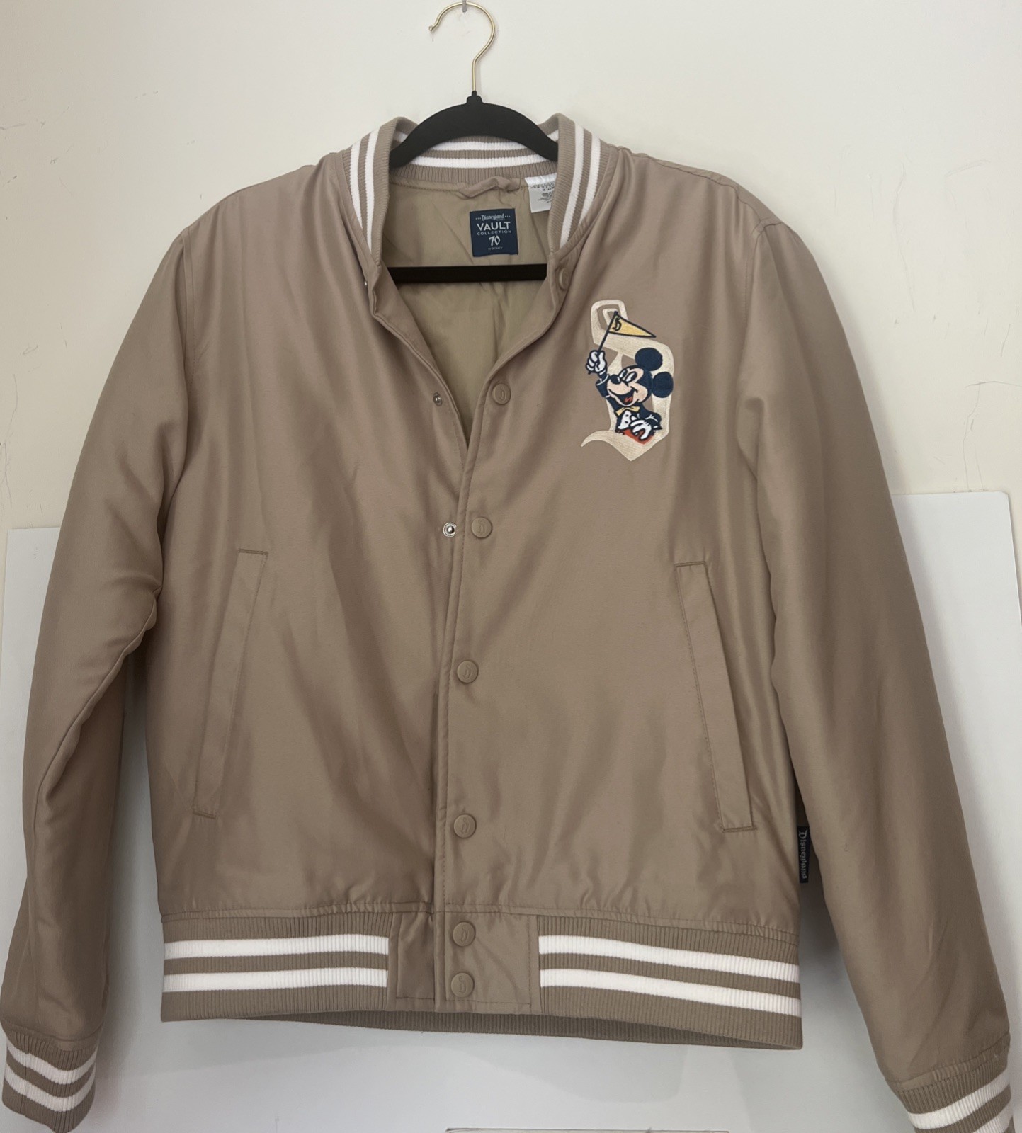 Disneyland Disney Parks Vault Collection 70 Letterman Style Jacket Tan Unisex XS
