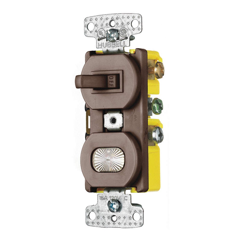 BRYANT RC109 Combo Device,Brown,1P,Switch/Pilot Light 49YZ82