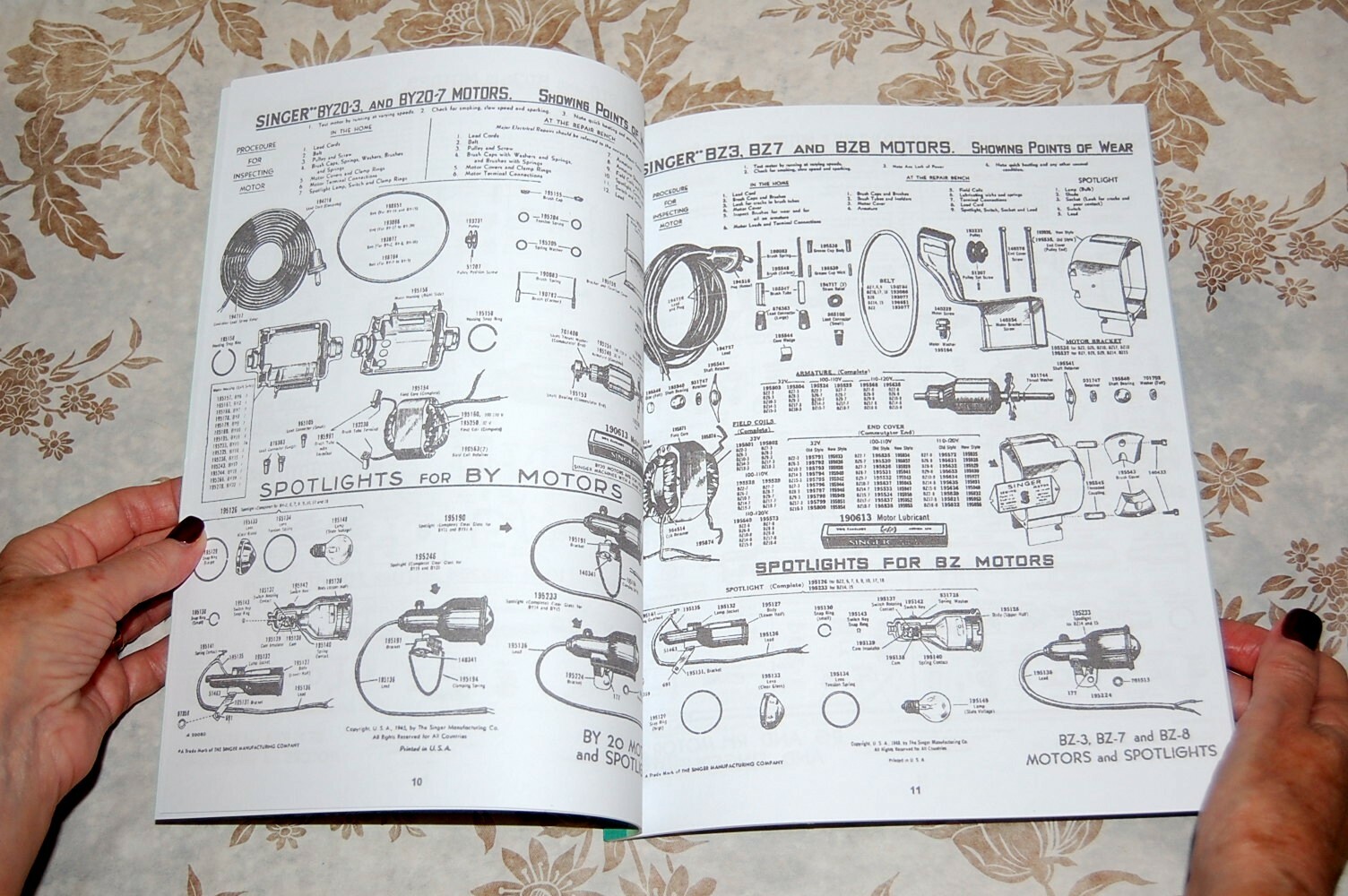 Rare Service Manual for Singer Sewing Machines Motors, Foot Controllers, Lights,