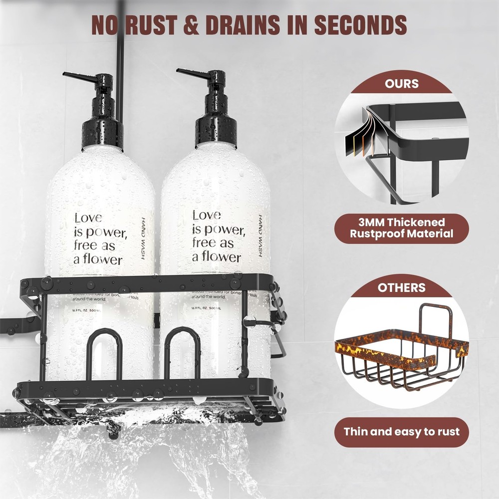 Adjustable Shower Caddy Hanging Rustproof Shower Caddy for Handheld Showerhea...