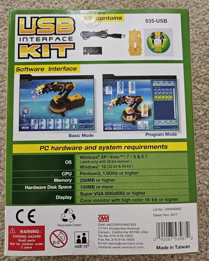 USB Interface Kit for Robotic Arm Edge OWI 535-USB