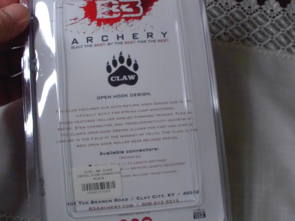 New B3 Archery The Claw Trigger Release Swivel Stem Black