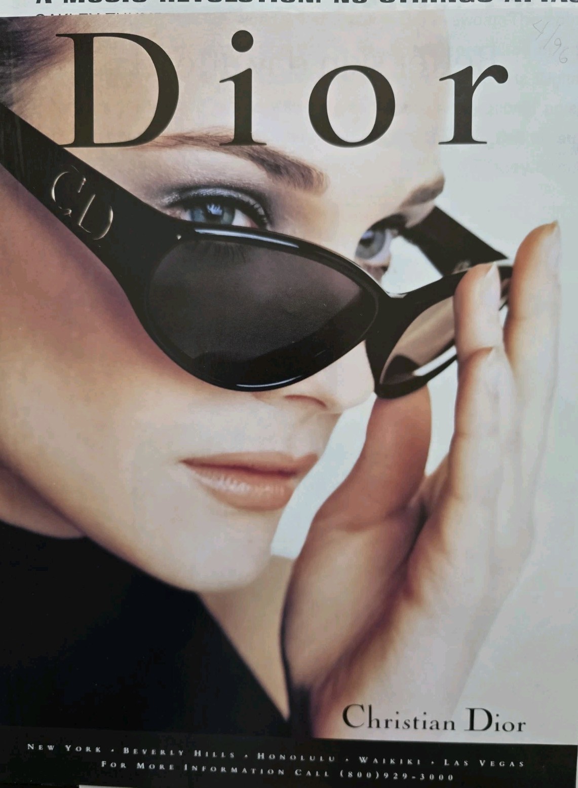 1995 Christian Dior Eyewear Women's Black sunglasses Vintage Fashion ad