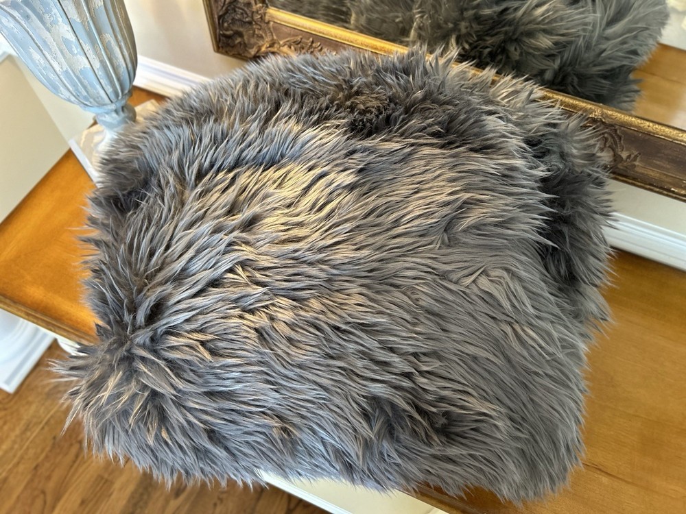Pottery Barn Faux Real Fur 41” Beanbag Cover ONLY Nickel NWT