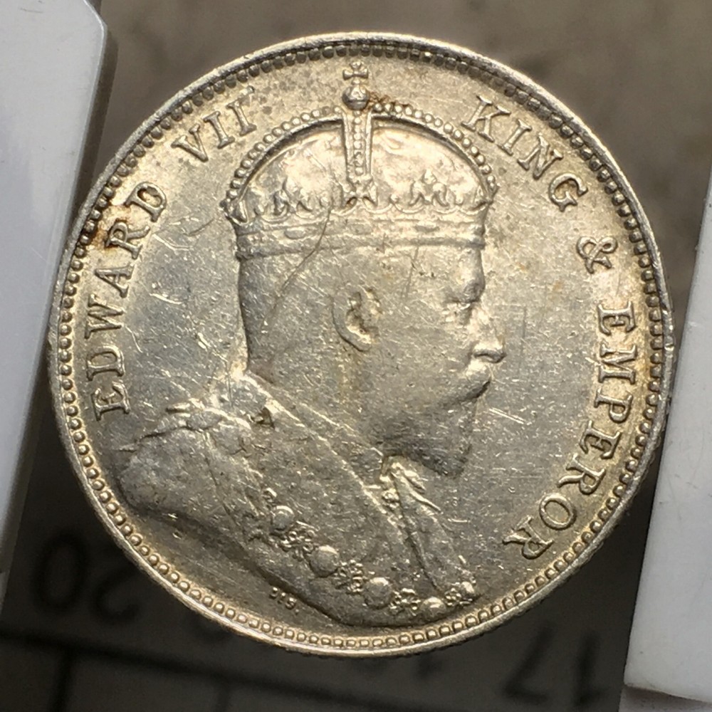 STRAITS SETTLEMENTS 1902 20 CENTS #02 Silver .800 KM22