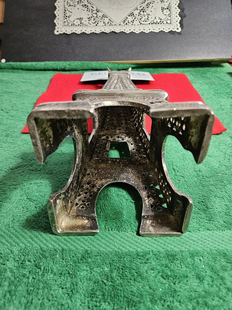 Metal Eiffel Tower "Reserved" Table Seating Tower. Silver Tone 14" High.