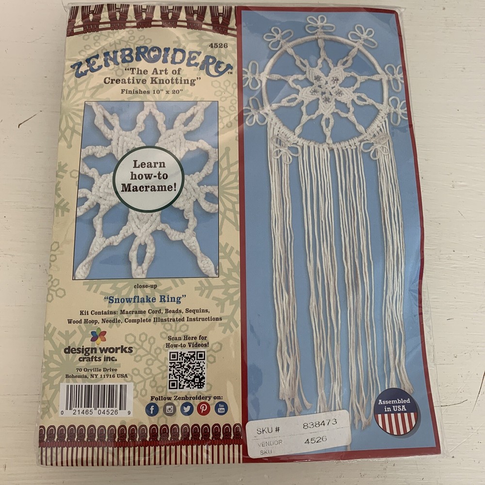 MACRAME BOHO STYLE WALL HANGING KIT "SNOWFLAKE RING" New Unopened Zenbroidery