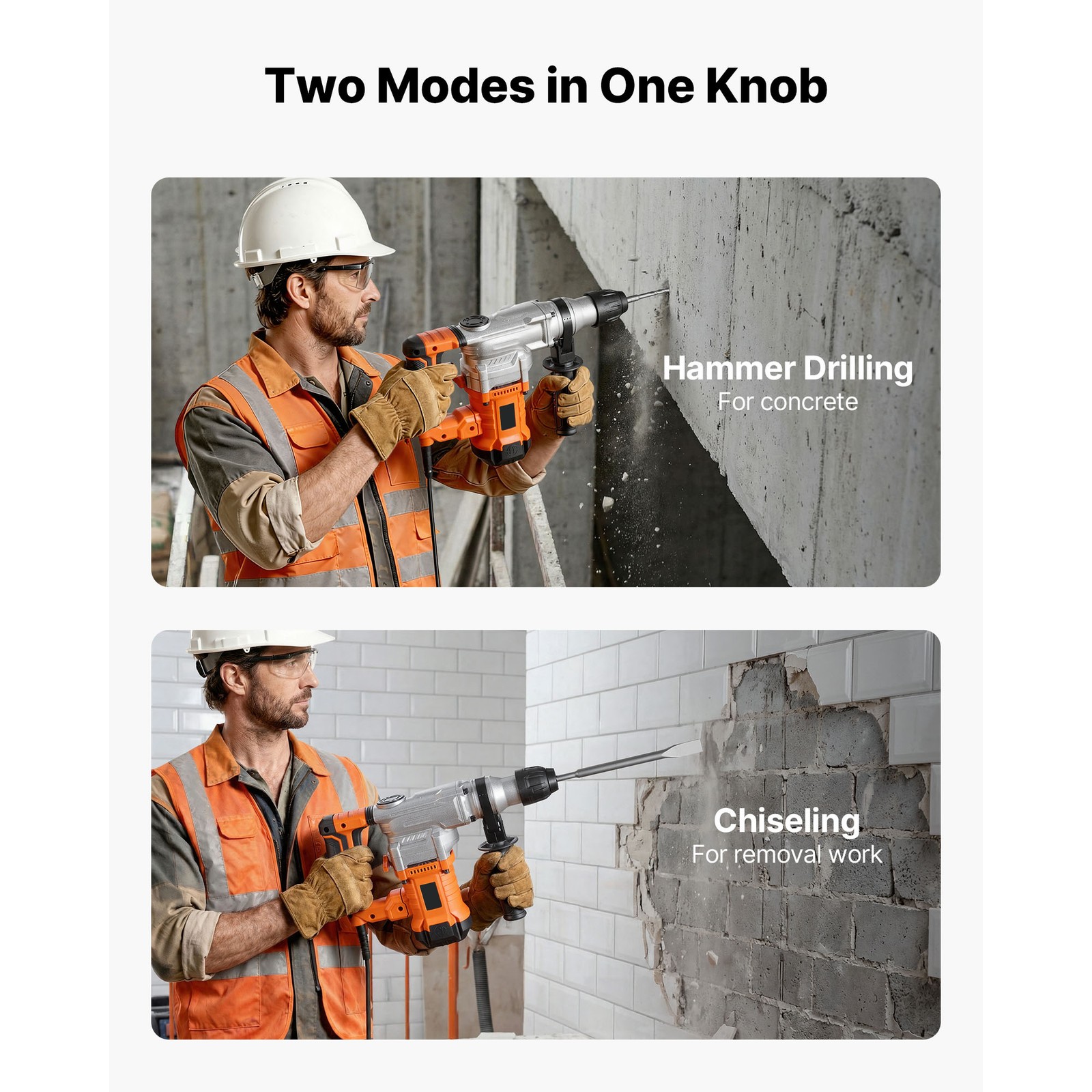 Uimoso Rotary Hammer Drill 1-1/8 in SDS-Plus Electric for Concrete and Masonry