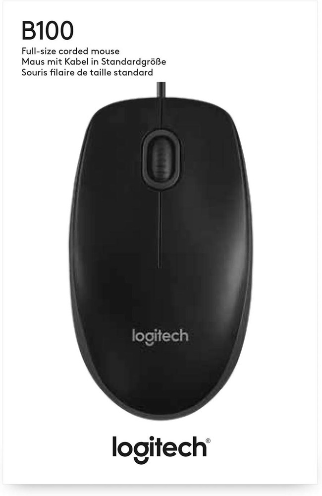 Ambidextrous B100 Wired Mouse - Effortless Scrolling & Plug-and-Play Convenience