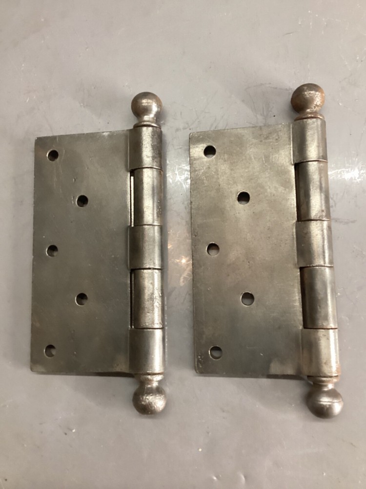One Pair Vintage 5” Hinge With Cannon Ball Finials