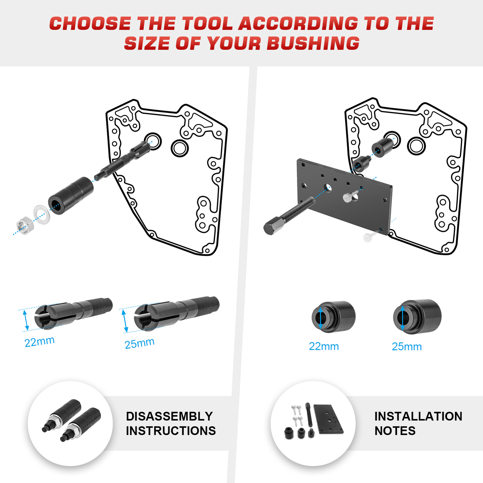 All Twin Cam Inner Cam Bearing Installer & Puller Tool For Harley TC 88 96 103