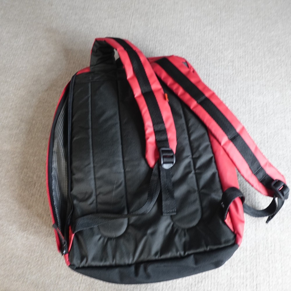 Shrine Backpack Black Red Solid Sneaker Compartment Travel