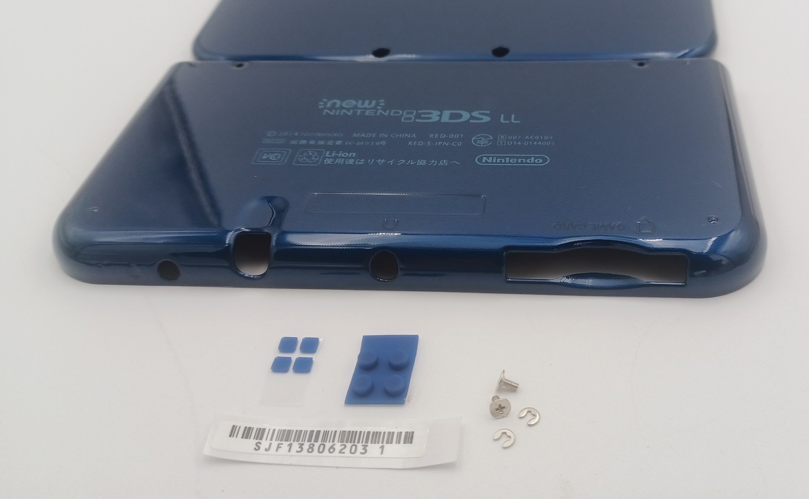 New Nintendo 3ds Xl LL Blue Replacement Shells Front/Rear+Rubbers + Screws+Label