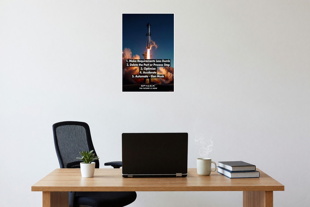 Elon Musk Engineering Principles Rocket Launch 12x18 Poster