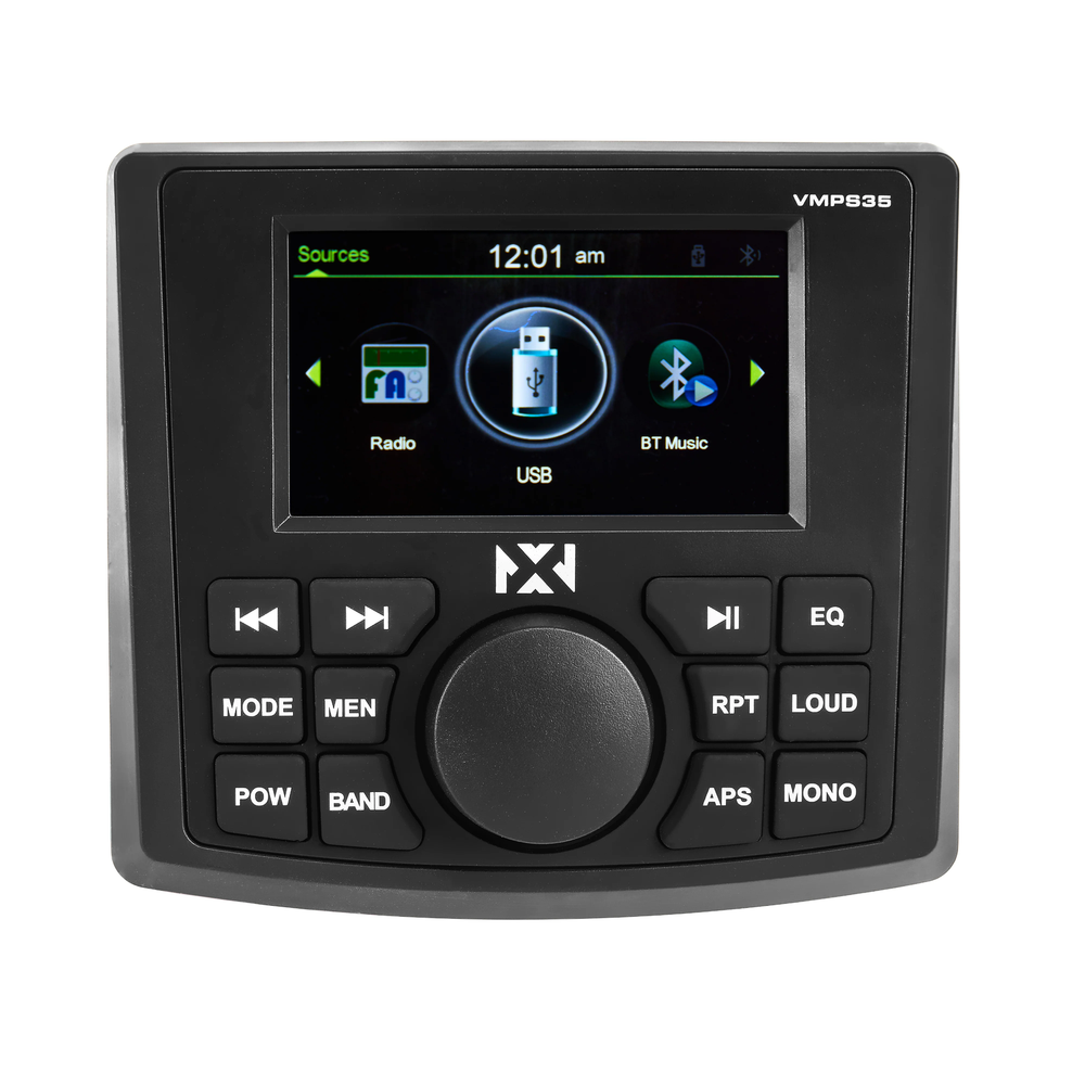 NVX VMPS35 Marine Gauge Mount Multimedia Receiver with Bluetooth & Camera Input