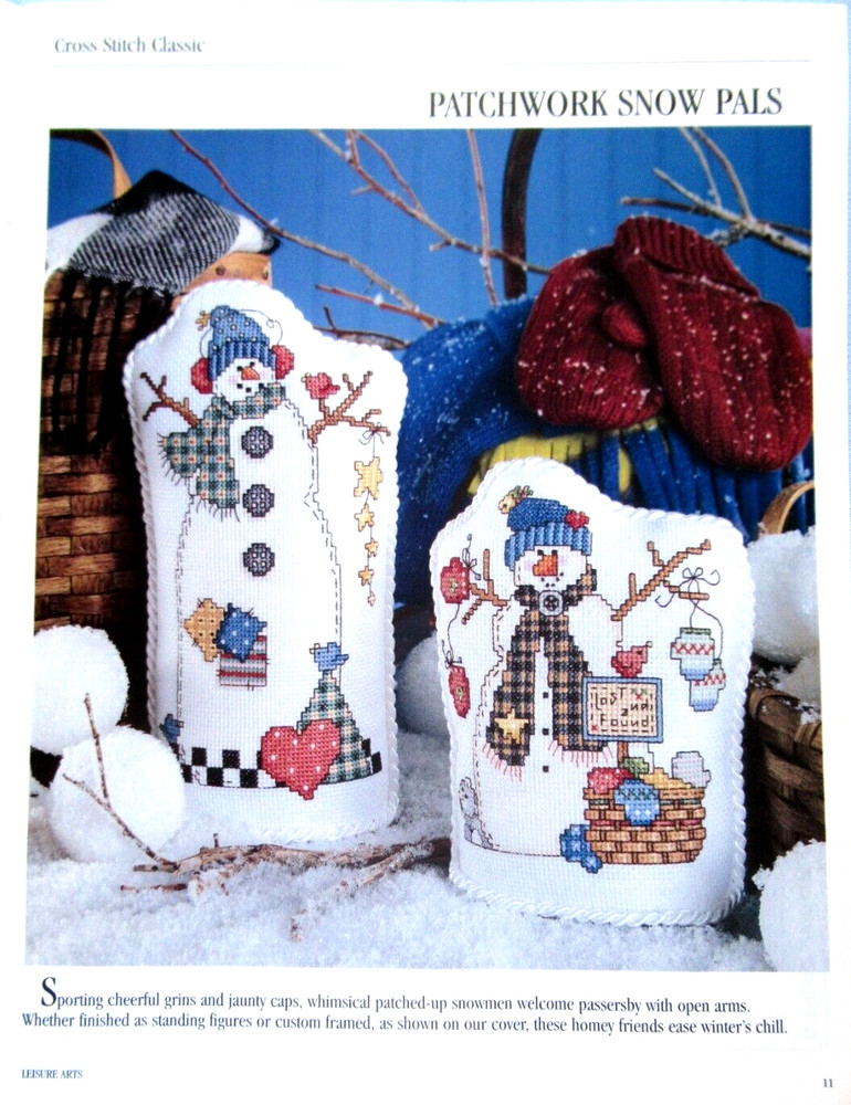 Patchwork Snowman Pals Assorted Christmas Greetings CROSS STITCH PATTERNS