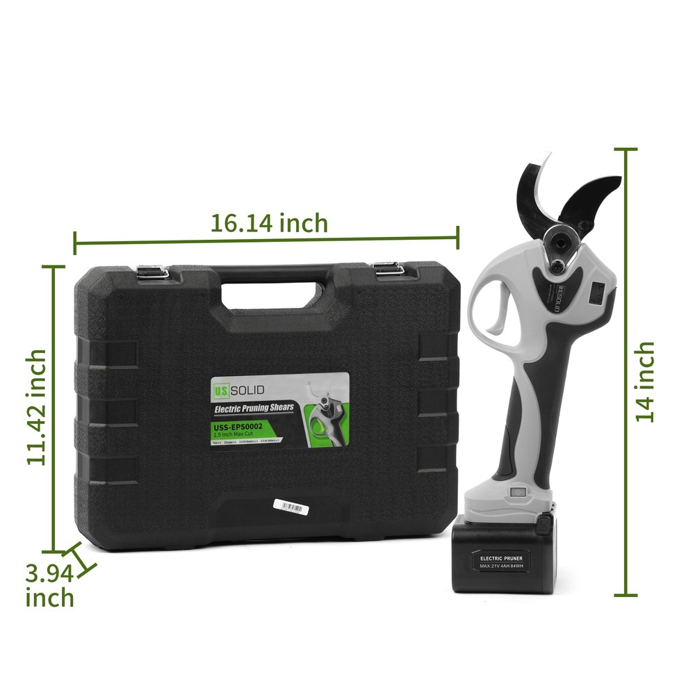 U.S. Solid Cordless Electric Pruning Shear 9H Runtime Max 1.6 inch (40 mm) Cut