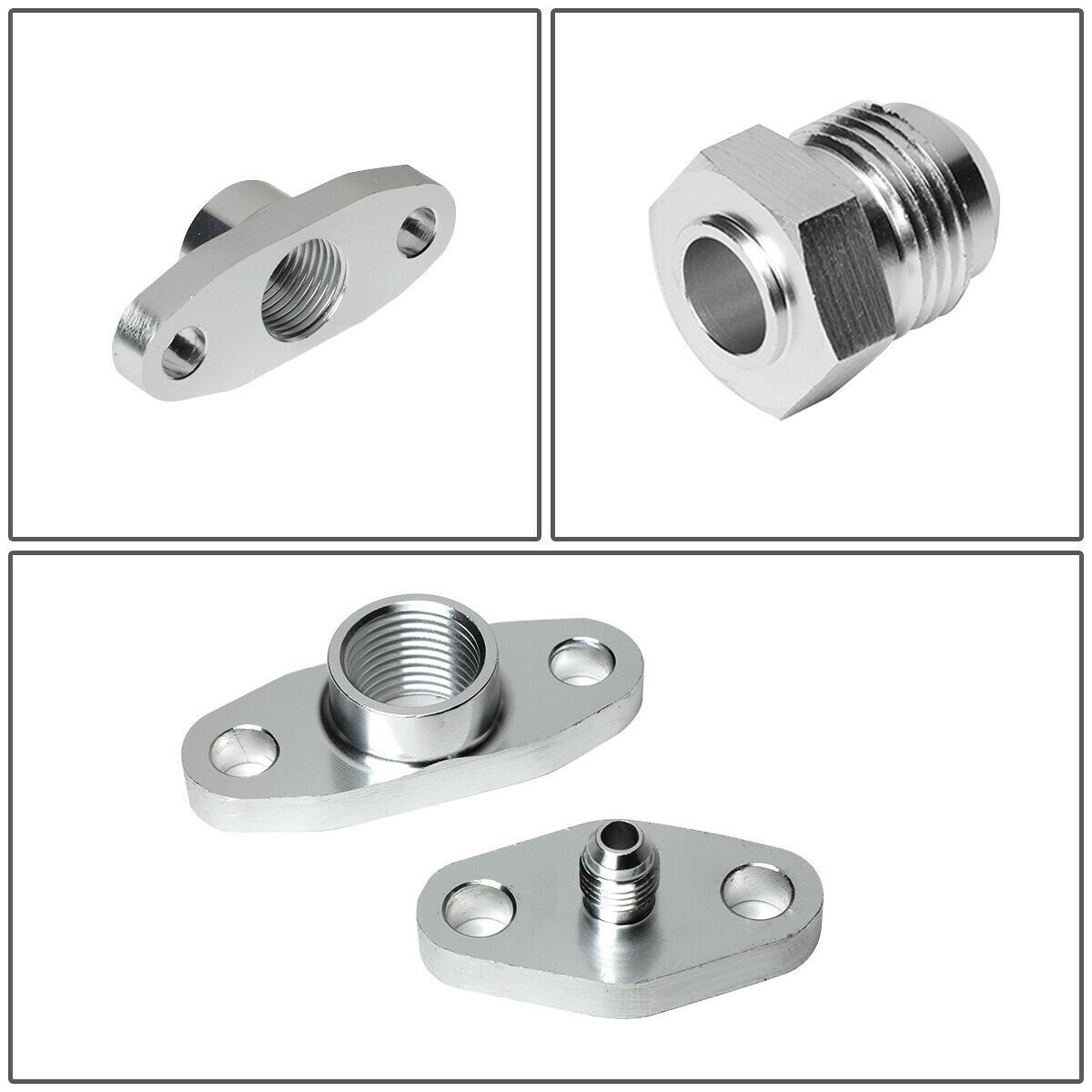 Black 10AN Turbo Return Oil Hose Drain Feed Line Flange T3 T4 T04E T70 T60 GT35