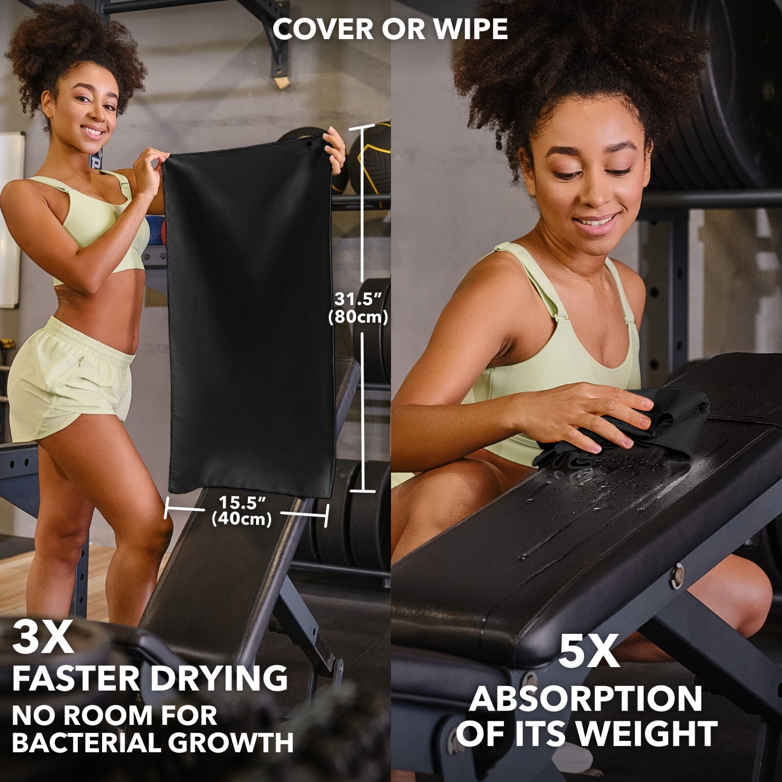Microfiber Gym Towels - Quick Dry, Highly Absorbing, Odor-Free, for Men & Women