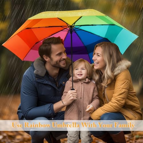 Rainbow Umbrella For Adults - Oversized 54inch Double Layer 0.2Rainbow