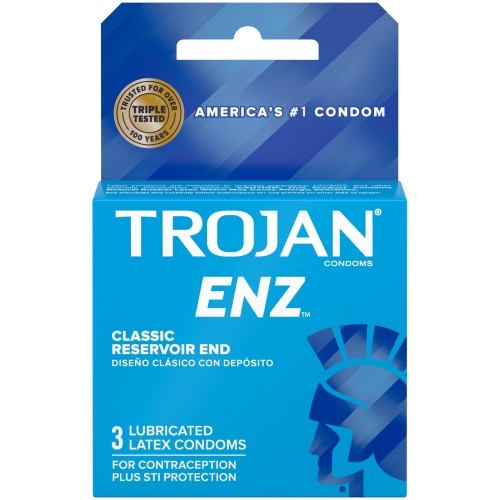 6 Pack Trojan Enz Condoms Lubricated Latex 3 Each